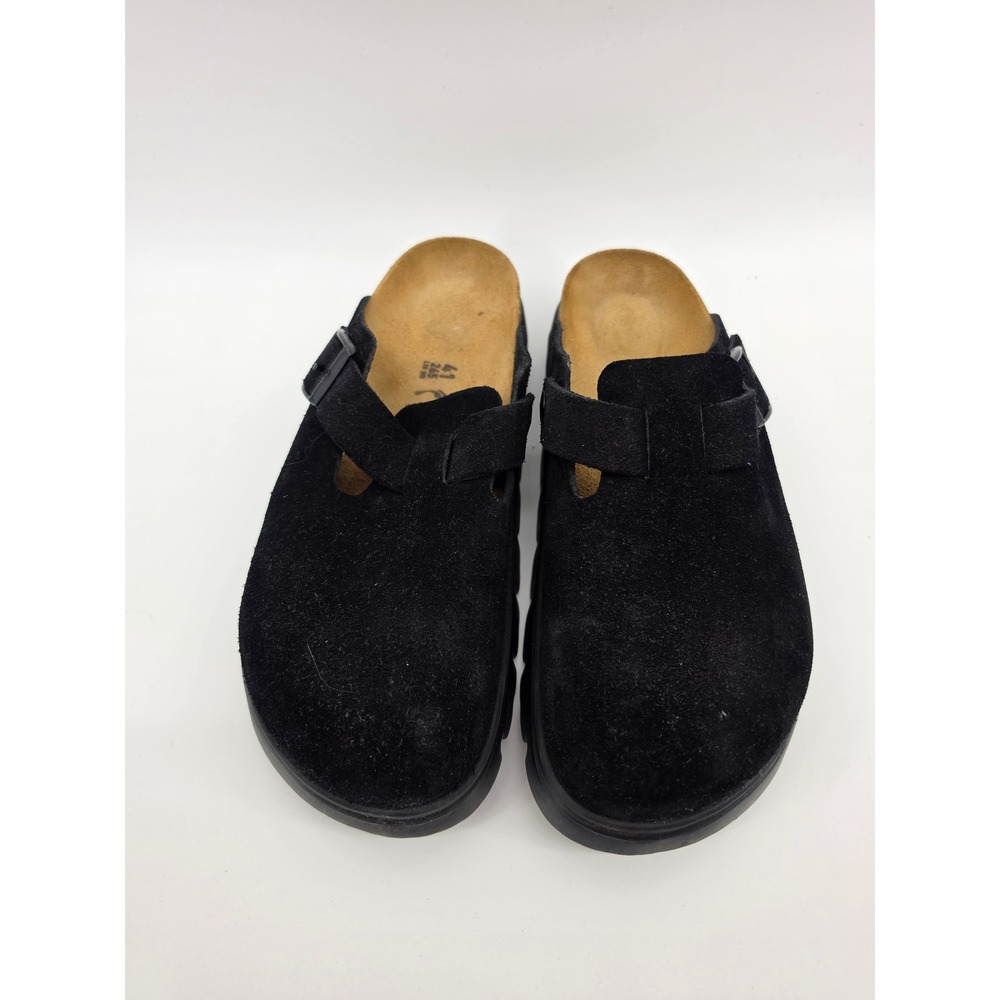 Papillio‎ Birkenstock Boston Chunky Platform Clog Black Suede EU 41 US 10 NIB